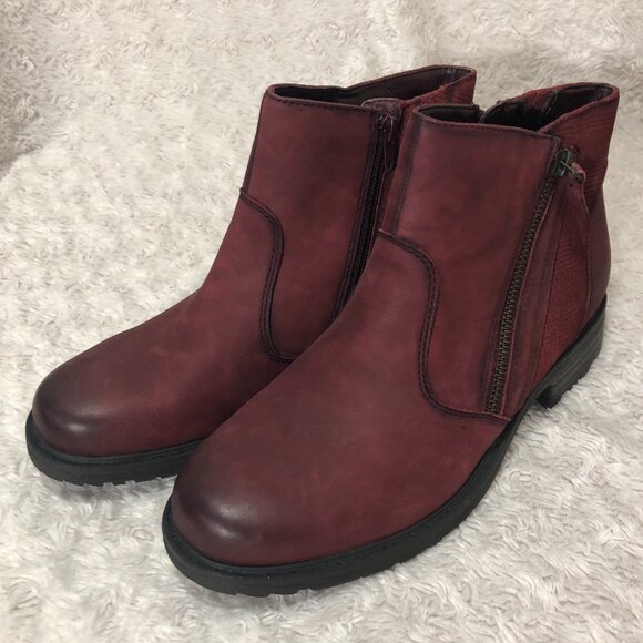 Earth‎ Jordan Women's Size 9.5 Wine Color Leather Ankle Booties - Picture 1 of 6